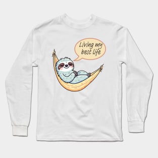 Living my best life. Funny hammock design Long Sleeve T-Shirt